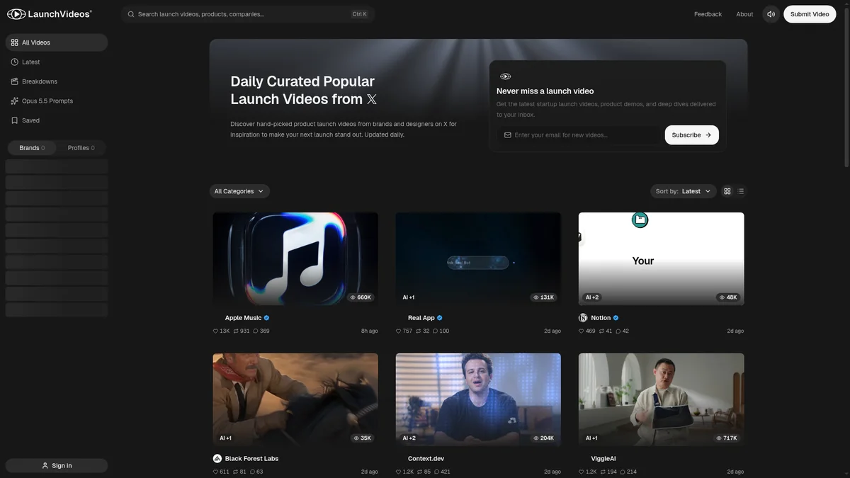 Preview of Launch Videos Gallery